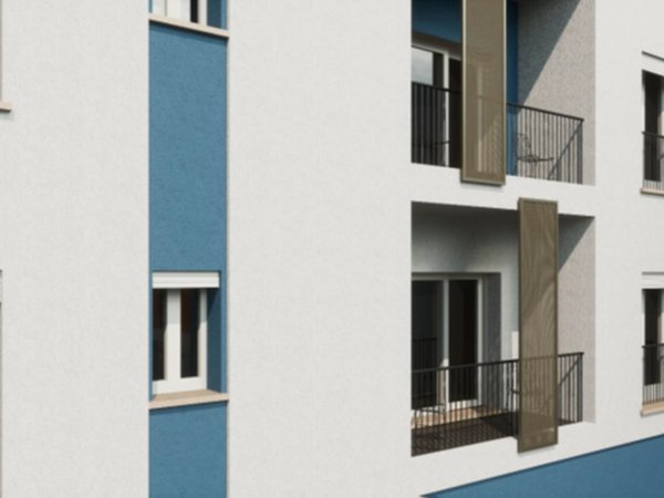 Estratto di render con particolare di risultato finale su facciata