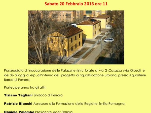 Inaugurazione delle palazzine ristrutturate in via Gatti Casazza/Grosoli - Barco
