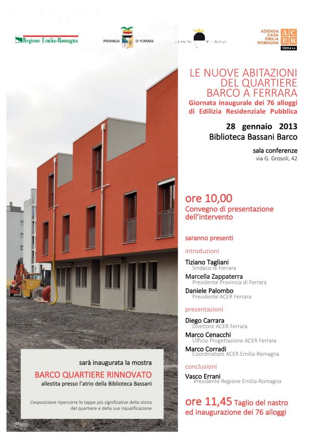 Le nuove abitazioni del quartiere Barco a Ferrara
