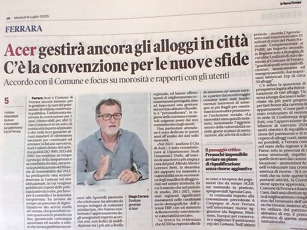 acer gestirà ancora gli alloggi in città - c'è la convenzione per le nuove sfide