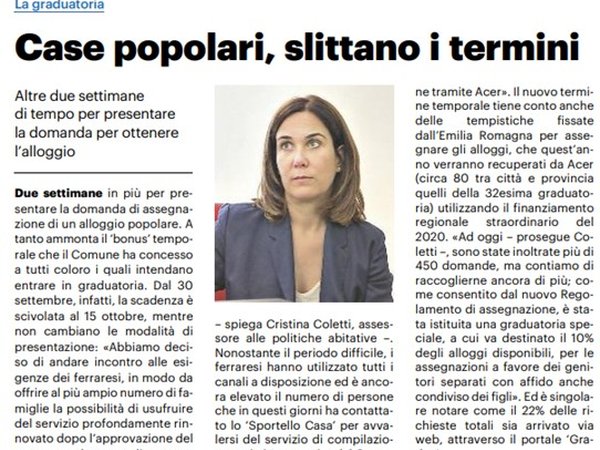 Case popolari, slittano i termini